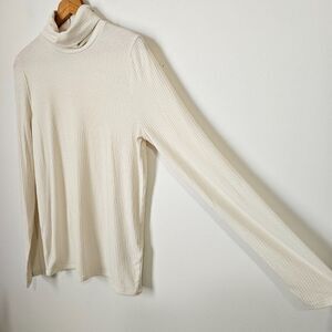 EUC MADEWELL CREAM RIBBED SUPER SOFT HIGH NECK LONGSLEEVES TOP SIZE LARGE
